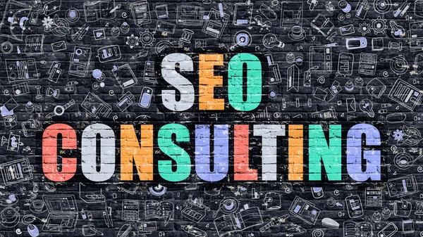 SEO Consulting på Dark Brick Wall. — Stockfoto