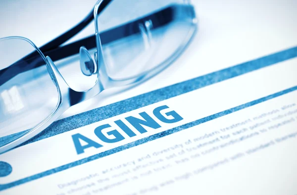 Aging - Trykte diagnoser. Medisinsk konsept. 3D-illustrasjon . – stockfoto