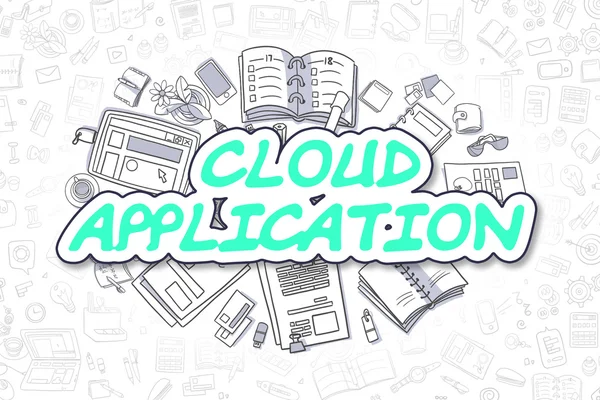 Cloud applicatie-cartoon groene tekst. Business concept. — Stockfoto