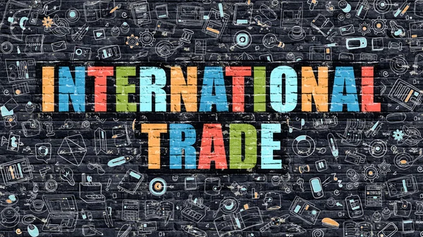 Multicolor International Trade a Dark Brickwall. Firka stílus. — Stock Fotó