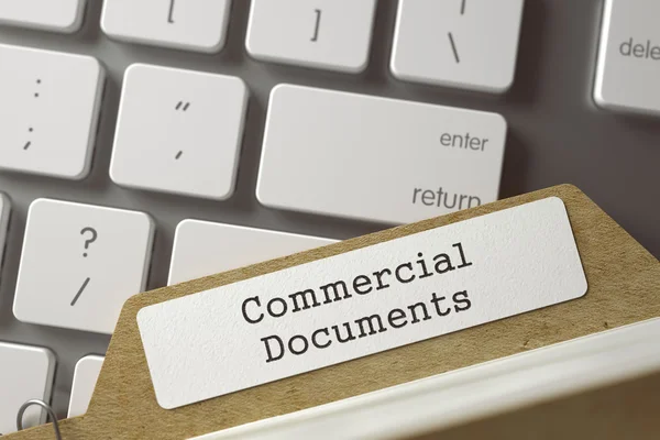 Scheda con Iscrizione Documenti Commerciali. 3D . — Foto Stock