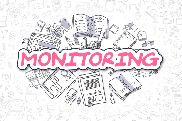 Monitoring - Cartoon Magenta tekst. Bedrijfsconcept. — Stockfoto