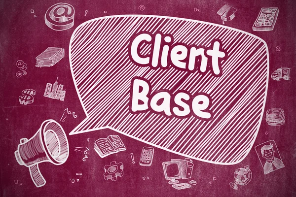 Client Base - Hand Drawn Illustration on Red Chalkboard. — Stock fotografie
