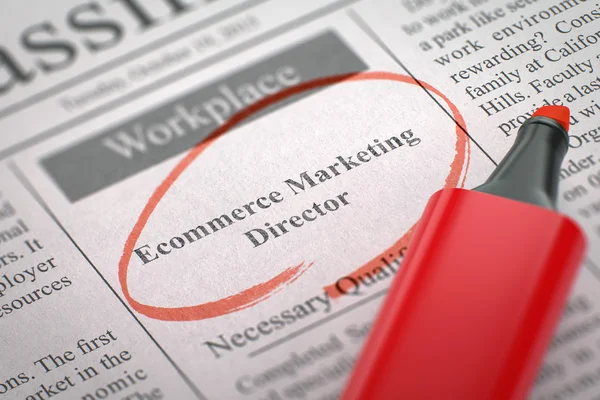 Waren het inhuren van e-commerce Marketing Director. 3D. — Stockfoto