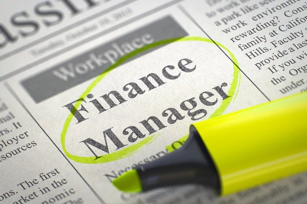 Job Opening Finance Manager. 3D. — ストック写真