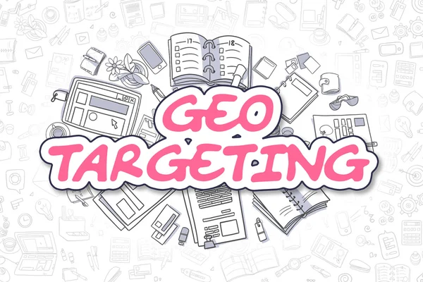 Geo Targeting - Doodle Magenta Word. Concepto de negocio . — Foto de Stock