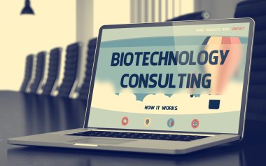 Biotechnology Consulting - on Laptop Screen. Closeup. 3D. clipart