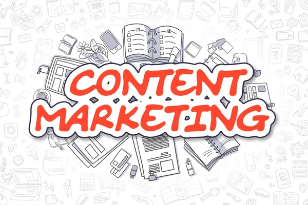 Content Marketing - Doodle Red Text. Business Concept. — ストック写真