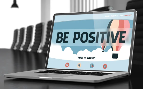 Seja positivo no laptop na sala de conferências. 3D . — Fotografia de Stock