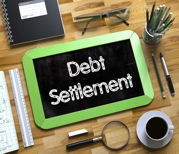 Debt Settlement Concept on Small Chalkboard. 3D.
