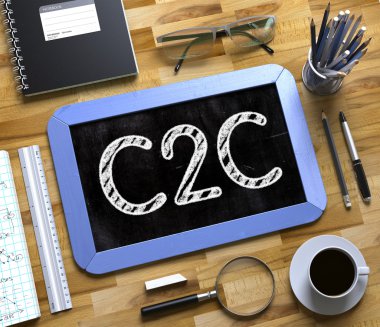 Small Chalkboard with C2C Concept. 3D. clipart