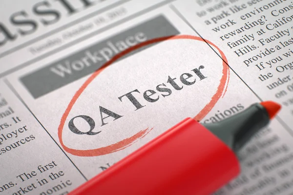 QA Tester Hiring Now. 3D. — Stock Photo, Image