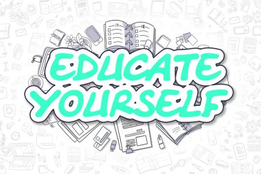 Doodle yeşil eğitmek kendin - Word. İş kavramı.