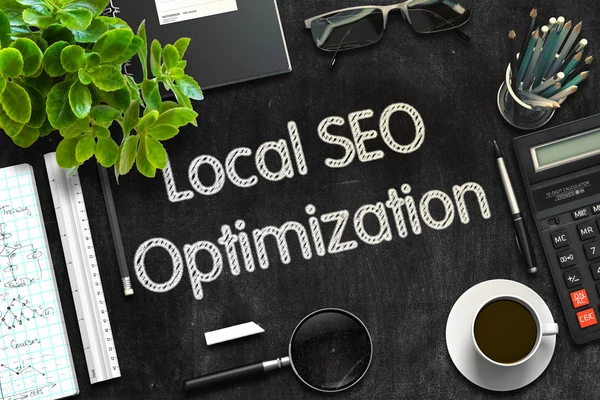 Black Chalkboard with Local SEO Optimization. 3D Rendering. — Stock Photo, Image