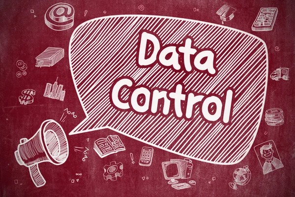 Data Control - Doodle Illustration on Red Chalkboard. — Stock fotografie