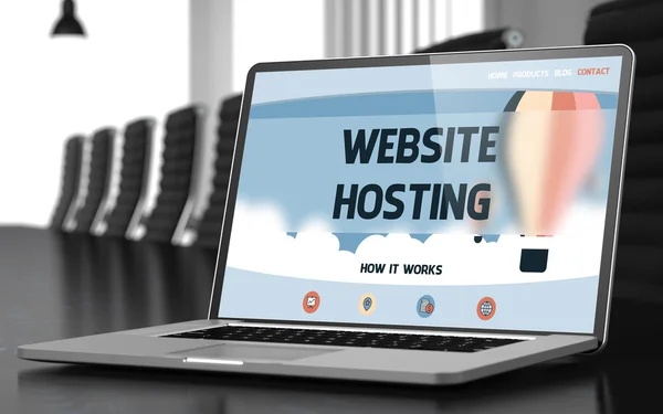 Website Hosting Concept op Laptop scherm. 3D. — Stockfoto