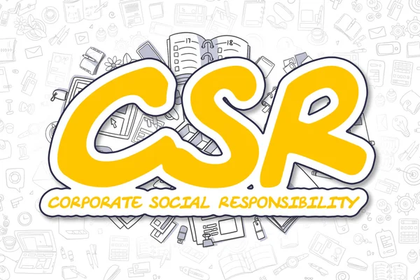 Csr - Cartoon Yellow Inscription (en inglés). Concepto de negocio . — Foto de Stock