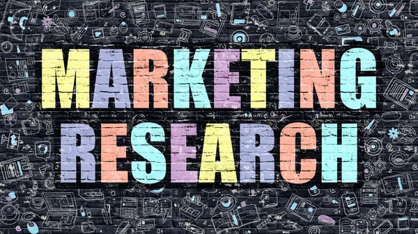 Marketing Research on Dark Brick Wall. — Stock Photo, Image