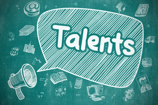 Talentos - Ilustração doodle no Chalkboard azul . — Fotografia de Stock