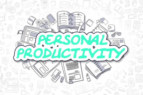 Productividad personal - Doodle Green Word. Concepto de negocio . — Foto de Stock