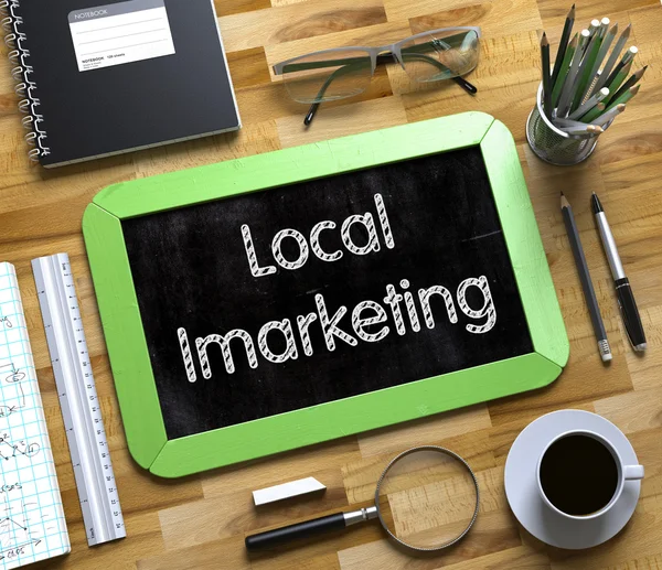 Chalkboard pequeno com conceito local de Imarketing. 3D . — Fotografia de Stock