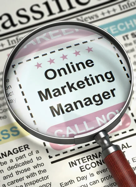 Jobb öppning Online Marketing Manager. 3D. — Stockfoto