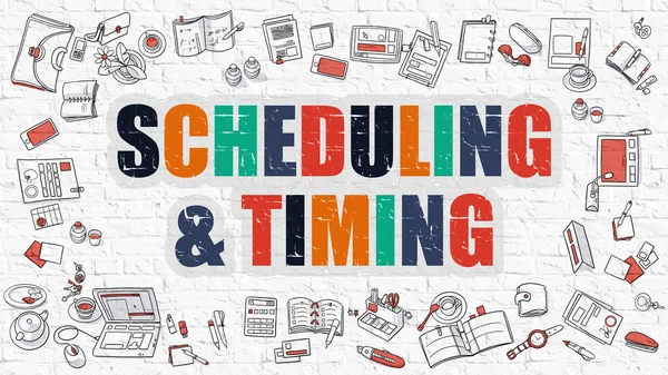 Schemaläggning och Timing i Multicolor. Doodle Design. — Stockfoto