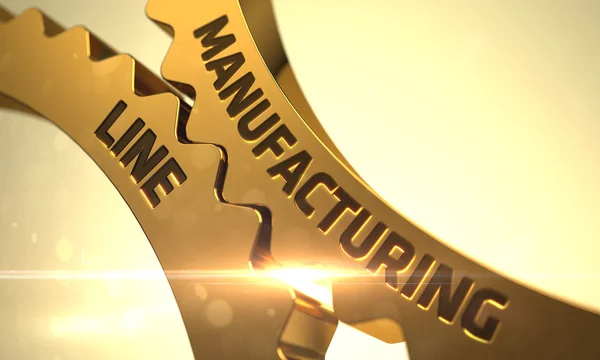 Concepto de línea de fabricación. Golden Gears. 3D . — Foto de Stock