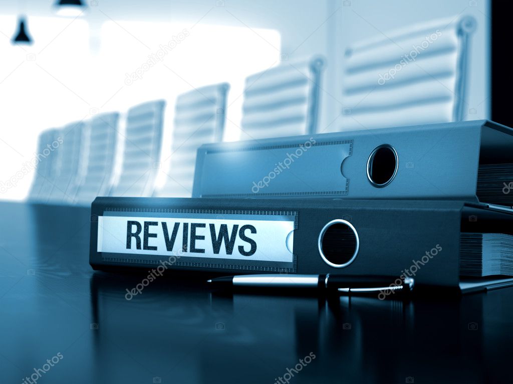 Reviews on Office Binder. Toned Image. 3D.