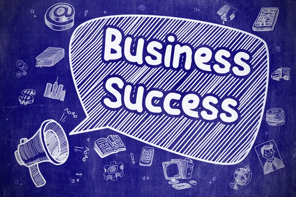 Úspěch v podnikání - kreslené ilustrace na modré tabule. — Stock fotografie