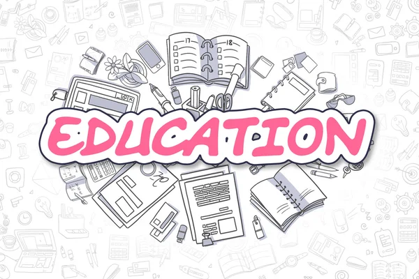 Éducation - Doodle Magenta Texte. Concept d'entreprise . — Photo