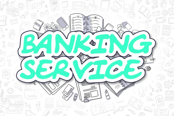 Service bancaire - Doodle Green Text. Concept d'entreprise . — Photo