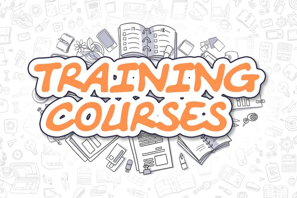 Training Courses - Cartoon Orange Text. Business Concept.