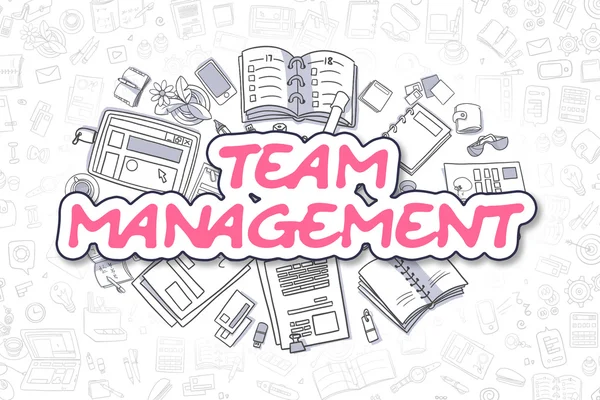 Team Management - Doodle Magenta Word (en inglés). Concepto de negocio . —  Fotos de Stock