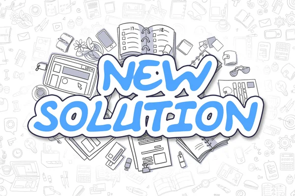 New Solution - Doodle Blue Text. Business Concept.