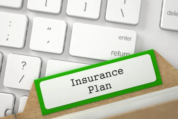 De Index van de kaart met inscriptie Insurance Plan. 3D. — Stockfoto