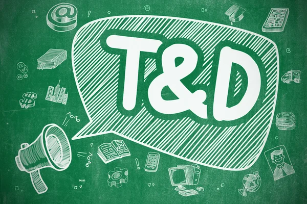 T e D - Illustrazione disegnata a mano su lavagna verde . — Foto Stock