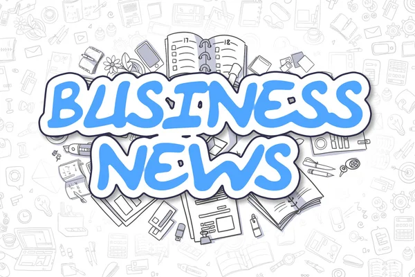 Business News - Doodle Blue Inscription (en inglés). Concepto de negocio . —  Fotos de Stock