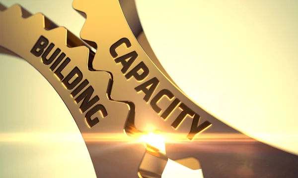 Concepto de desarrollo de capacidades. Golden Cogwheels. 3D . —  Fotos de Stock