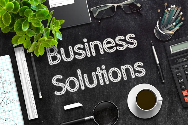 Business Solutions på svarta tavlan. 3D-rendering. — Stockfoto