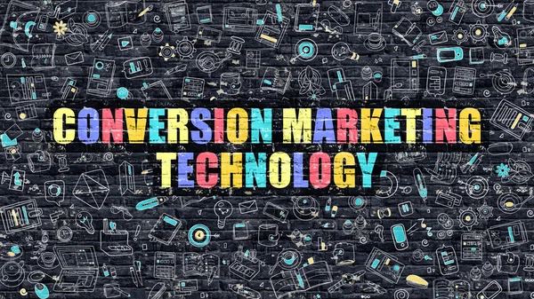 Conversión Concepto de Tecnología de Marketing con Diseño de Doodle . —  Fotos de Stock