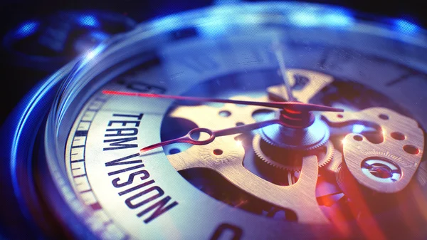 Teamvision - Text auf Vintage Taschenuhr. 3D-Darstellung. — Stockfoto