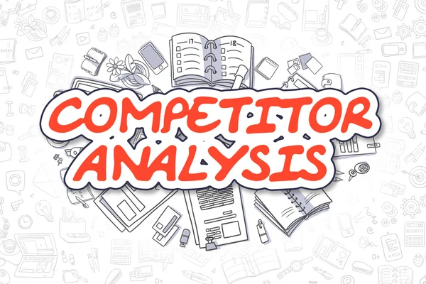 Конкурент Analysis - Doodle Red. Концепция бизнеса . — стоковое фото