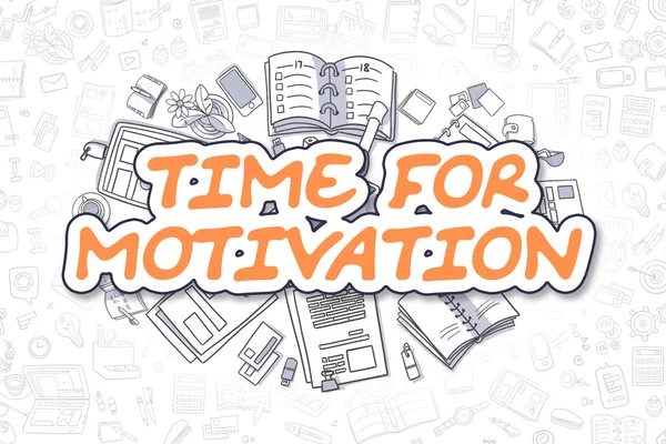 Tempo para motivação - Cartoon Orange Word. Conceito de negócio . — Fotografia de Stock