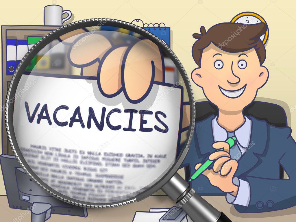 Vacancies through Magnifier. Doodle Style.