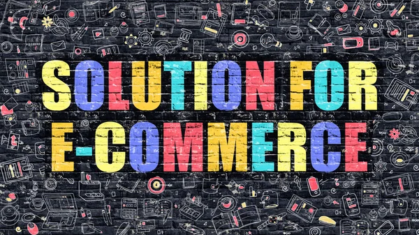 Solution for E-Commerce Concept. Multicolor on Dark Brickwall.