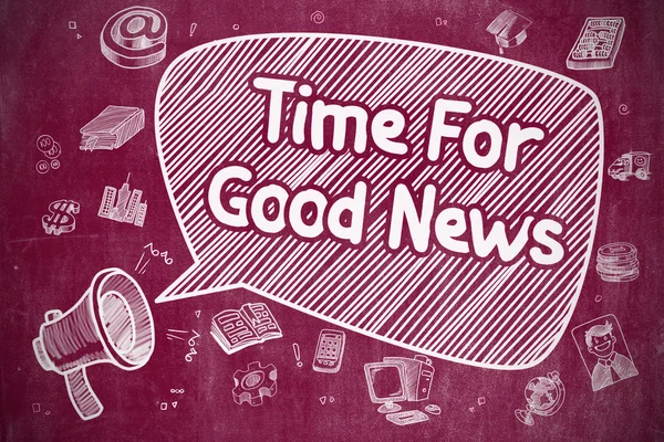 Time For Good News - Doodle illustratie op rode schoolbord. — Stockfoto