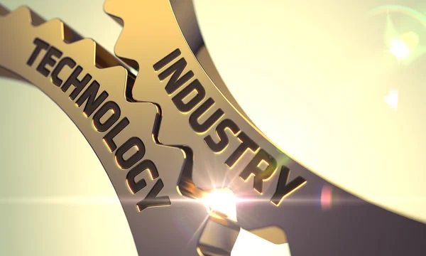 Concepto de Tecnología Industrial. Cogwheels metálicos dorados. 3D . —  Fotos de Stock