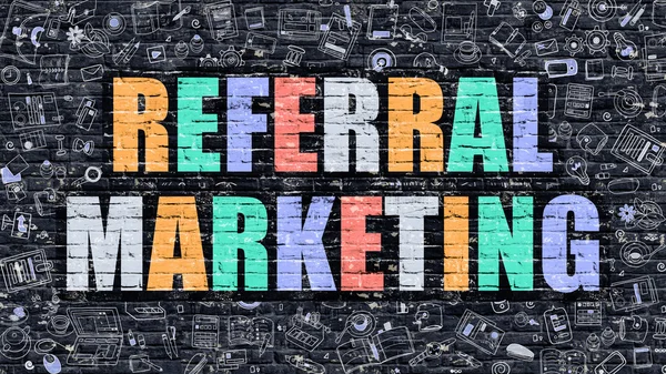 Referral Marketing Concept. Multicolor on Dark Brickwall. — Stock Photo, Image