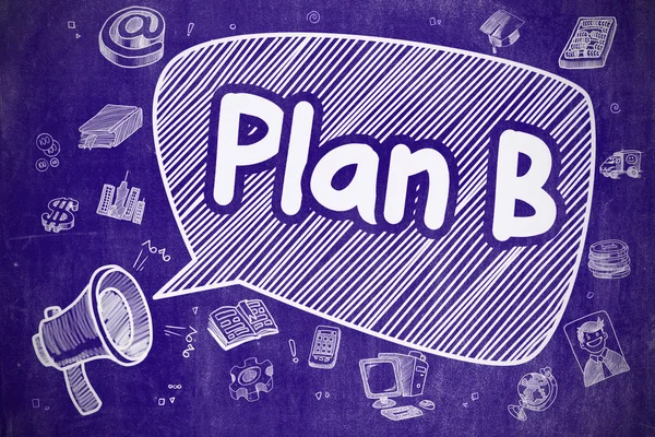 Plan B - Ilustración de Doodle en pizarra azul . — Foto de Stock